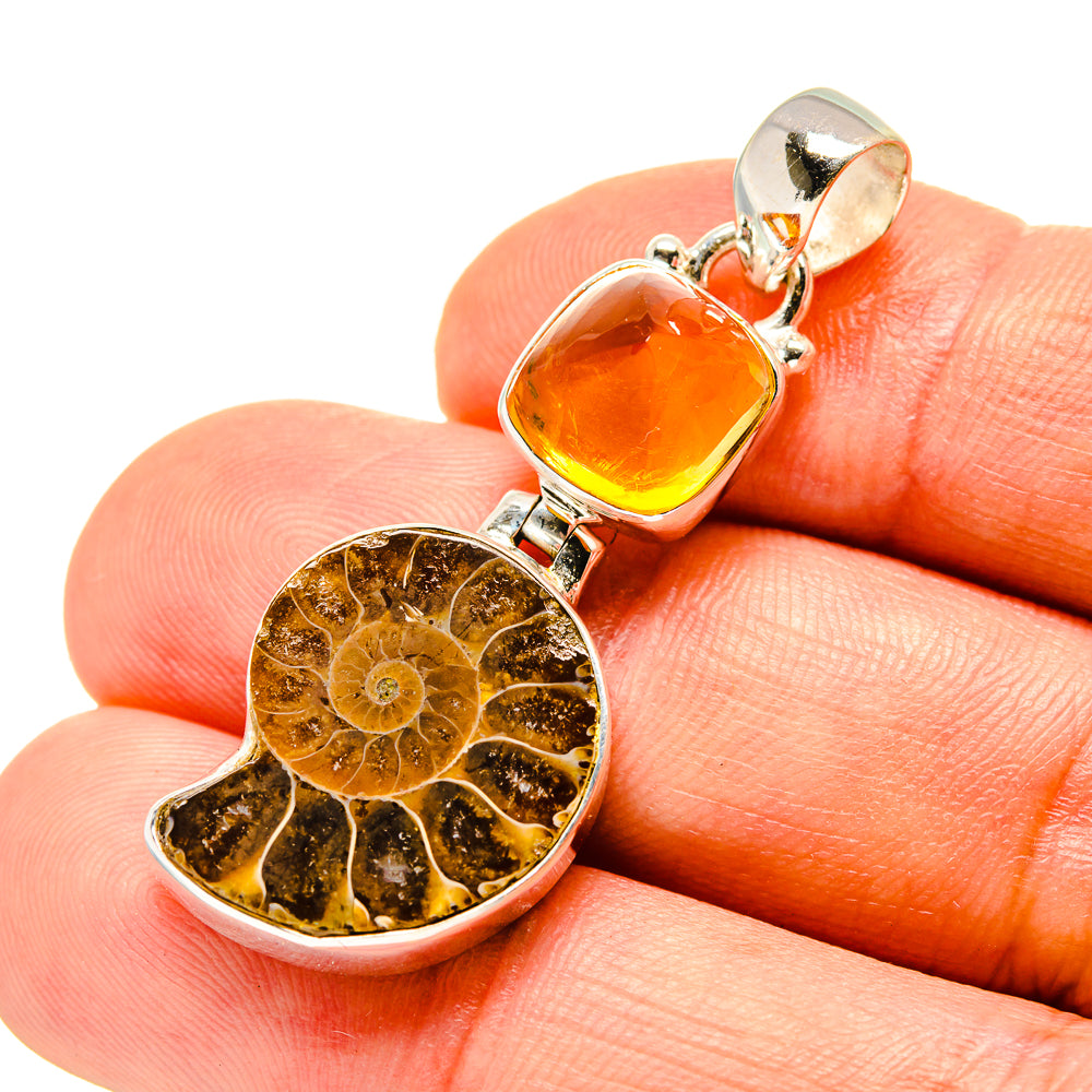 Ammonite Fossil Pendants handcrafted by Ana Silver Co - PD757413