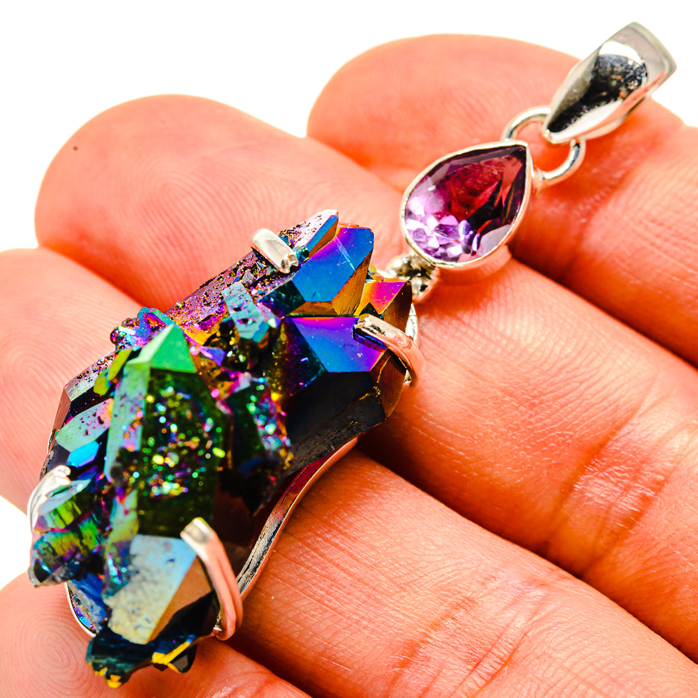 Titanium Sunshine Druzy Pendants handcrafted by Ana Silver Co - PD757424