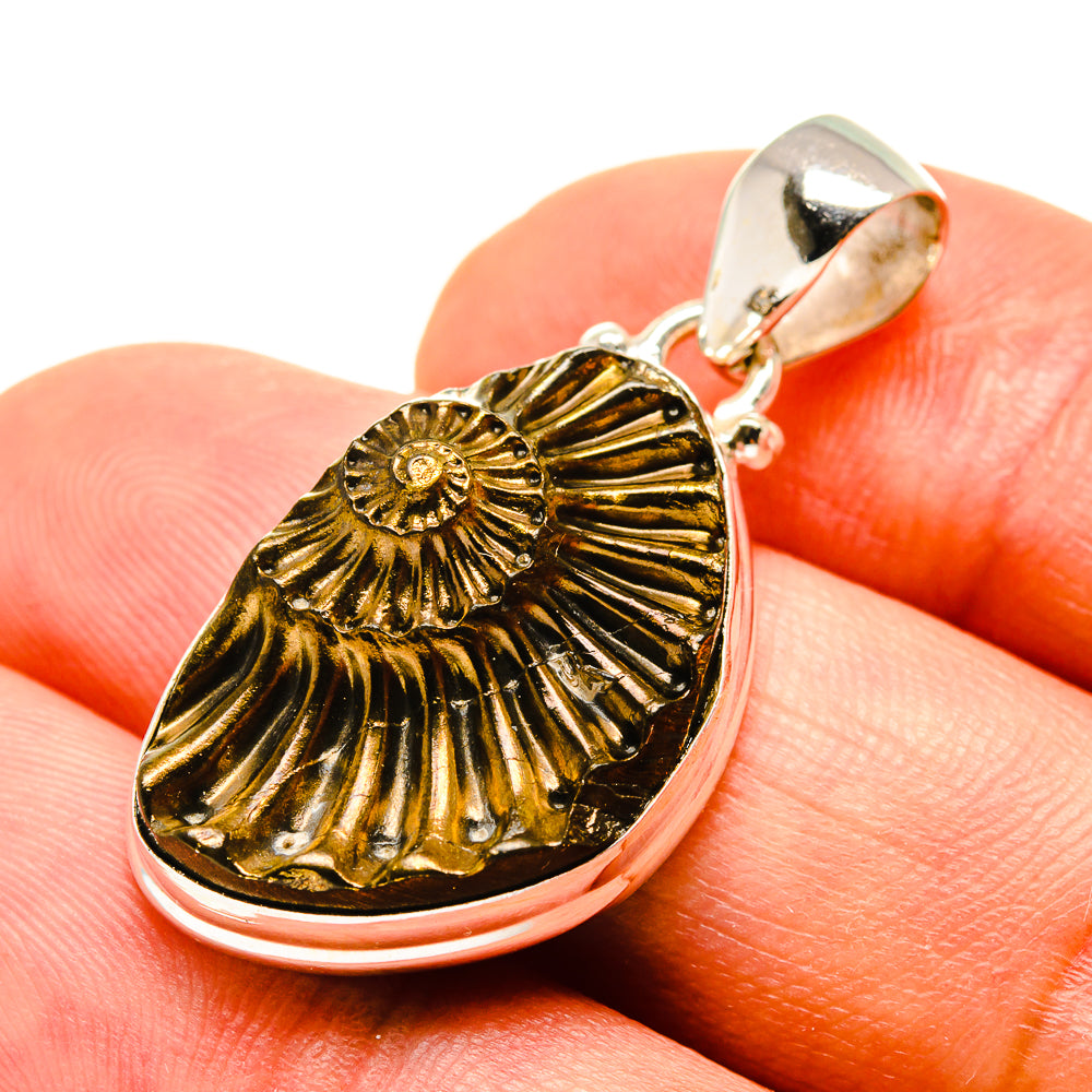 Pyrite Ammonite Pendants handcrafted by Ana Silver Co - PD757489