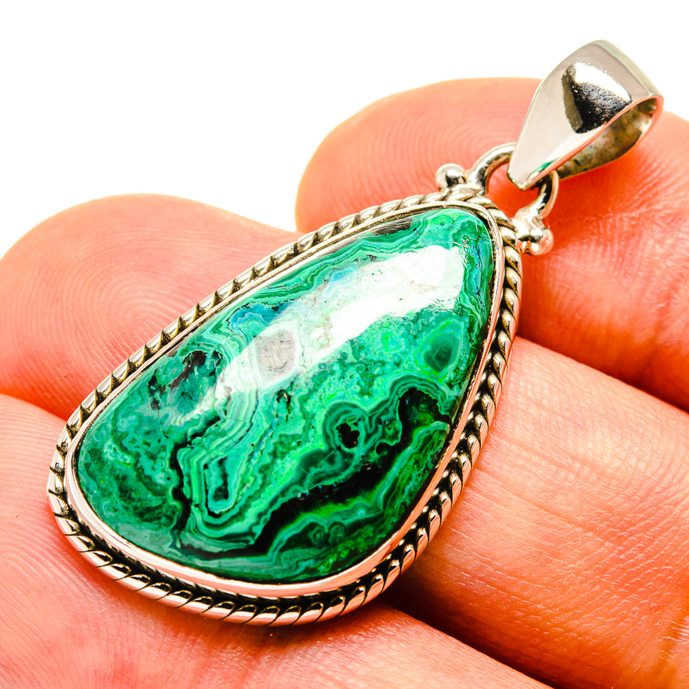 Malachite In Chrysocolla Pendants handcrafted by Ana Silver Co - PD757505