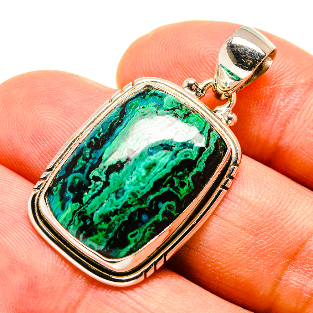 Malachite In Chrysocolla Pendants handcrafted by Ana Silver Co - PD757506