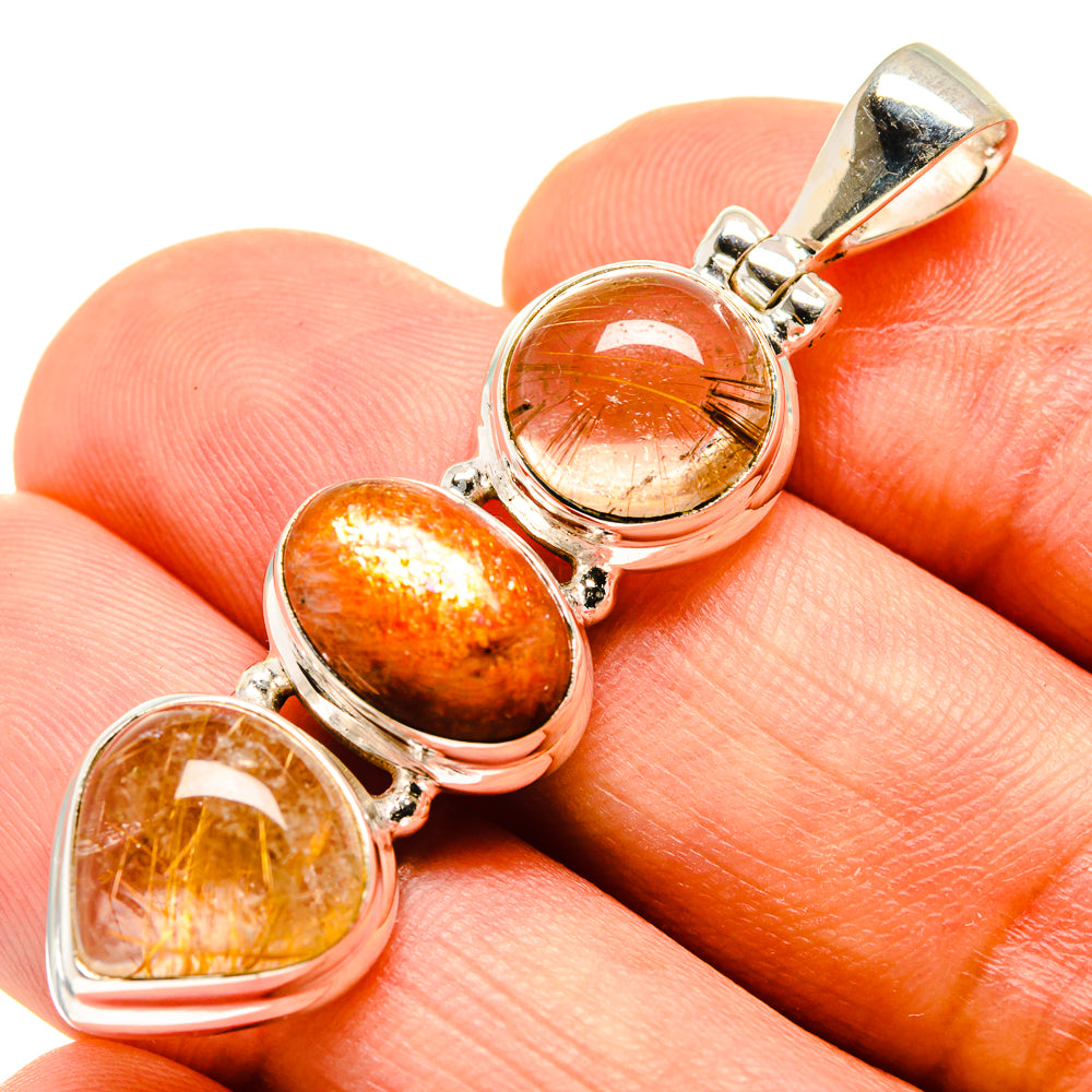 Rutilated Quartz Pendants handcrafted by Ana Silver Co - PD757534