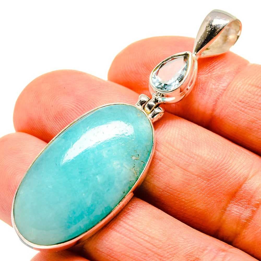 Peruvian Amazonite Pendants handcrafted by Ana Silver Co - PD757536