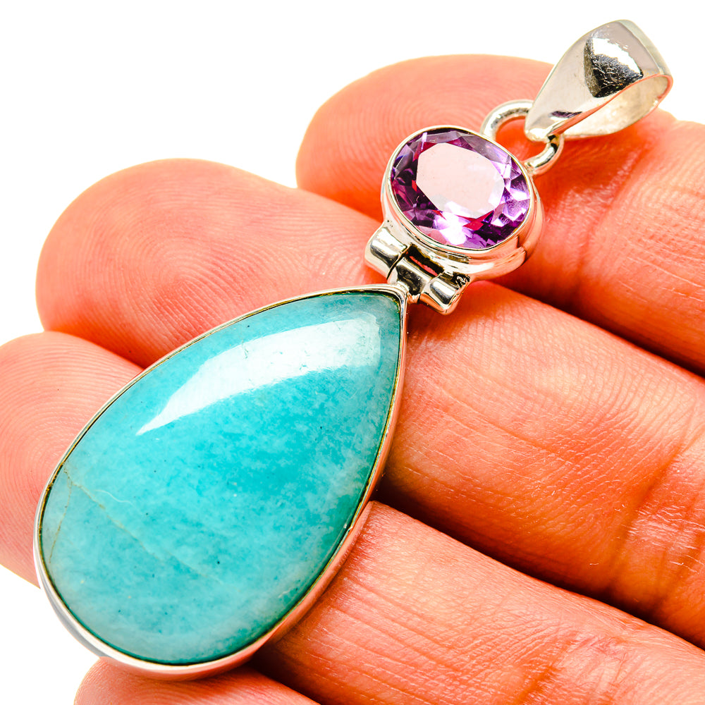 Peruvian Amazonite Pendants handcrafted by Ana Silver Co - PD757543