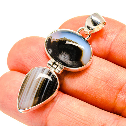 Black Botswana Agate Pendants handcrafted by Ana Silver Co - PD757582