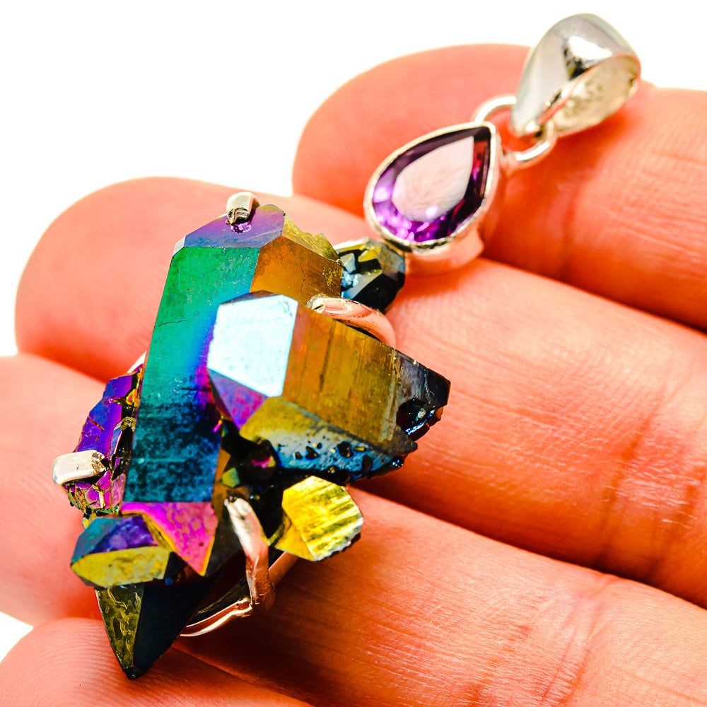 Titanium Sunshine Druzy Pendants handcrafted by Ana Silver Co - PD757621