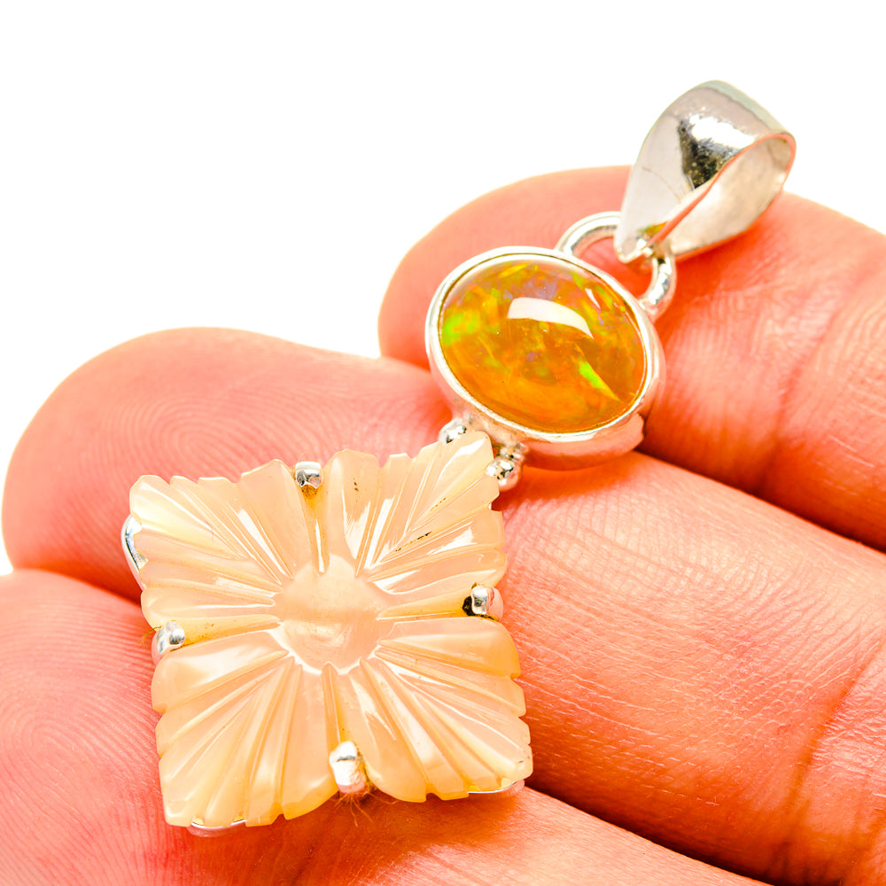 Peach Moonstone Pendants handcrafted by Ana Silver Co - PD757634