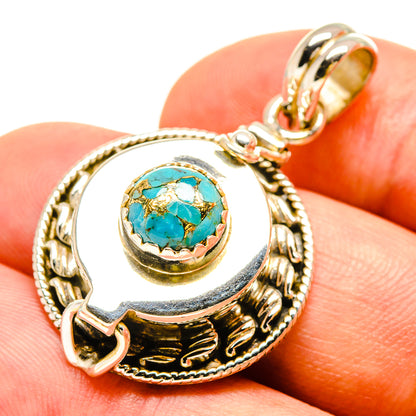 Blue Copper Composite Turquoise Pendants handcrafted by Ana Silver Co - PD757656