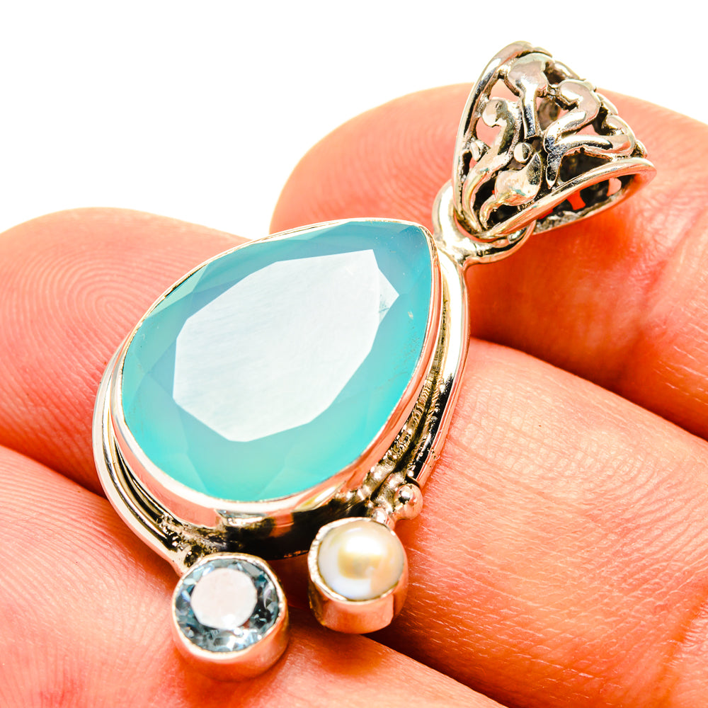 Aqua Chalcedony Pendants handcrafted by Ana Silver Co - PD757657