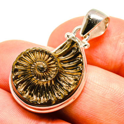 Pyrite Fossil Pendants handcrafted by Ana Silver Co - PD757670