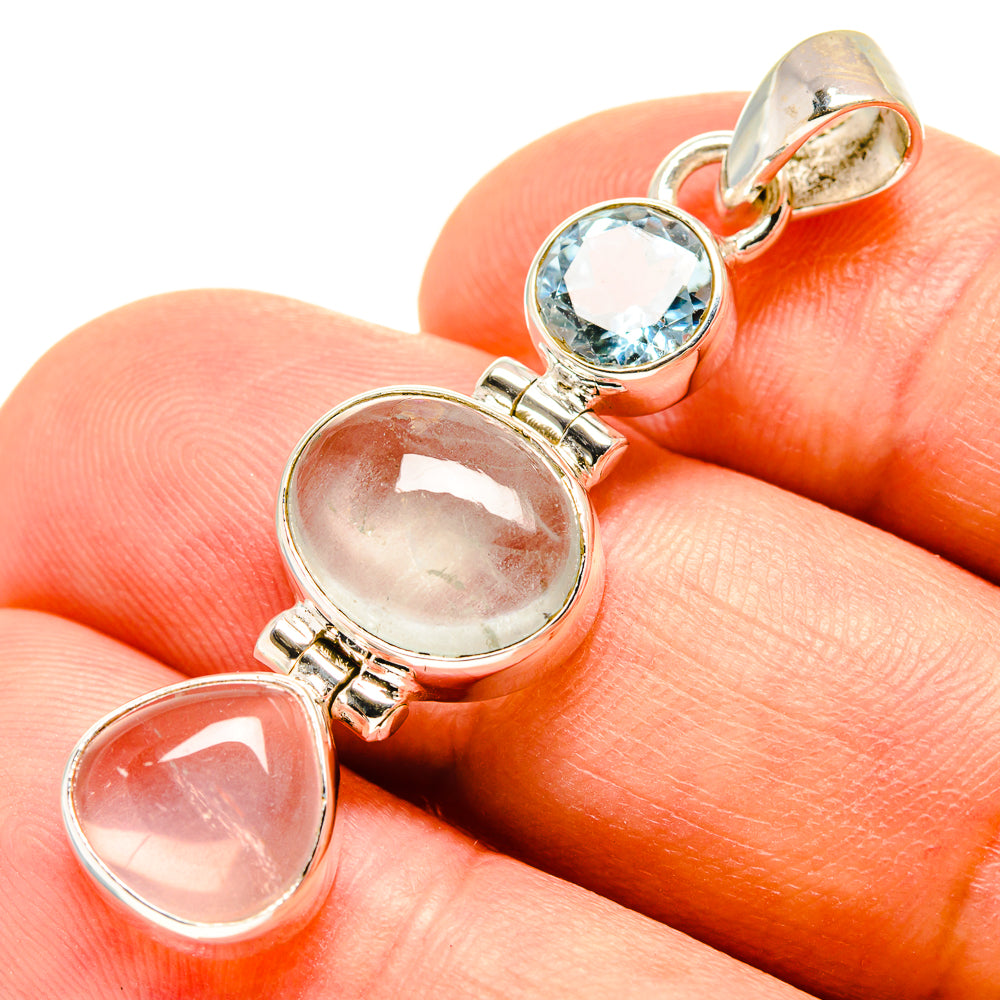 Prehnite, Rose Quartz, Blue Topaz Pendants handcrafted by Ana Silver Co - PD757679