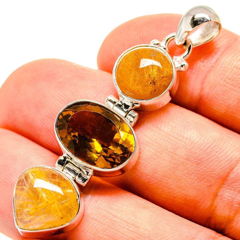 Rutilated Quartz, Mandarin Citrine Pendants handcrafted by Ana Silver Co - PD757681