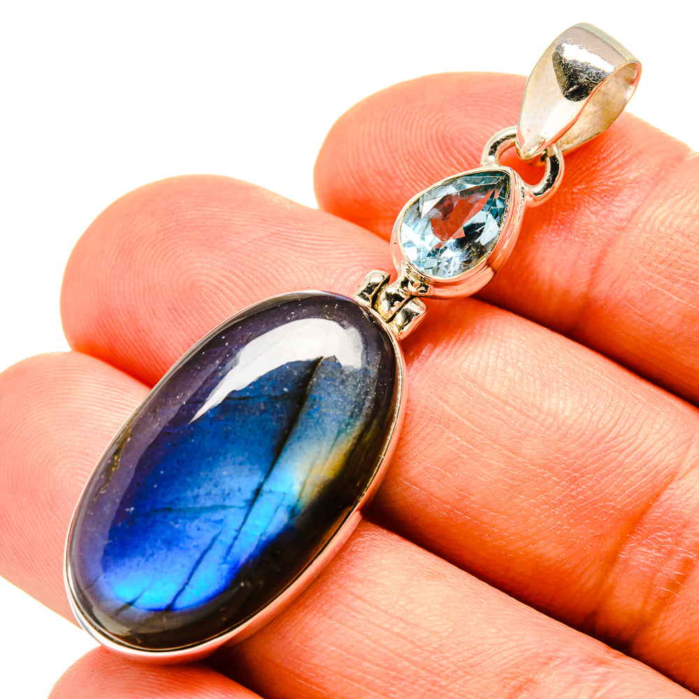 Labradorite, Blue Topaz Pendants handcrafted by Ana Silver Co - PD757689