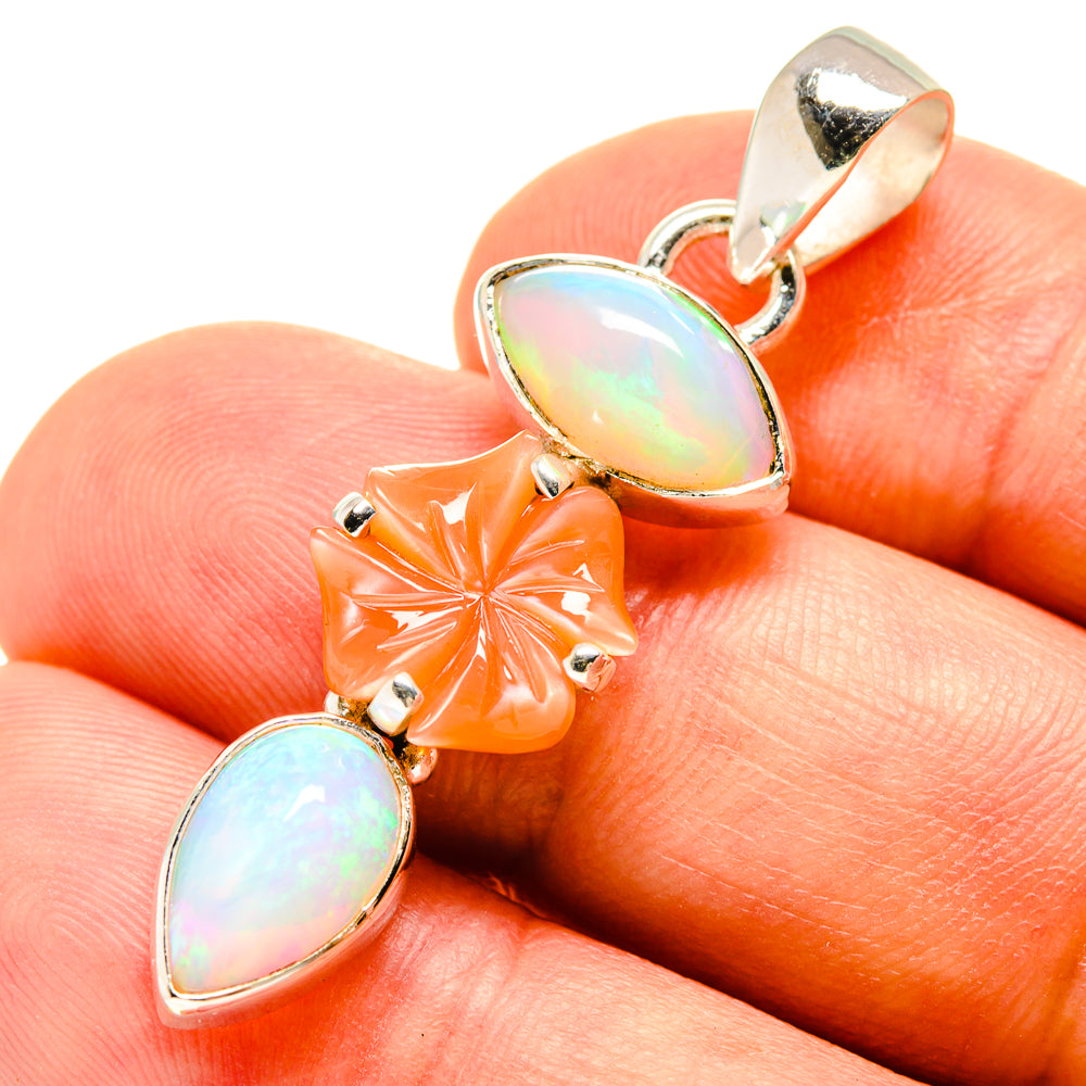 Peach Moonstone, Ethiopian Opal Pendants handcrafted by Ana Silver Co - PD757690