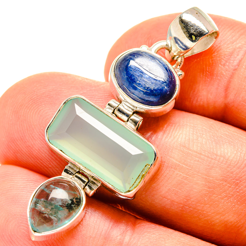 Aqua Chalcedony, Kyanite, Blue Fluorite Pendants handcrafted by Ana Silver Co - PD757696