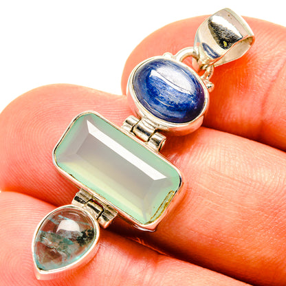 Aqua Chalcedony, Kyanite, Blue Fluorite Pendants handcrafted by Ana Silver Co - PD757696