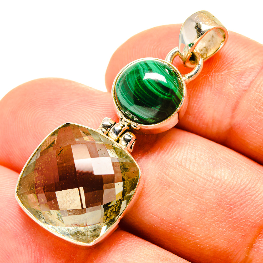 Green Amethyst, Malachite Pendants handcrafted by Ana Silver Co - PD757699