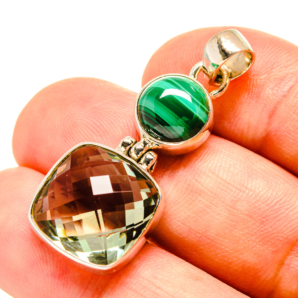 Green Amethyst, Malachite Pendants handcrafted by Ana Silver Co - PD757700