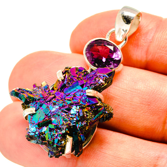 Titanium Sunshine Druzy, Amethyst Pendants handcrafted by Ana Silver Co - PD757701