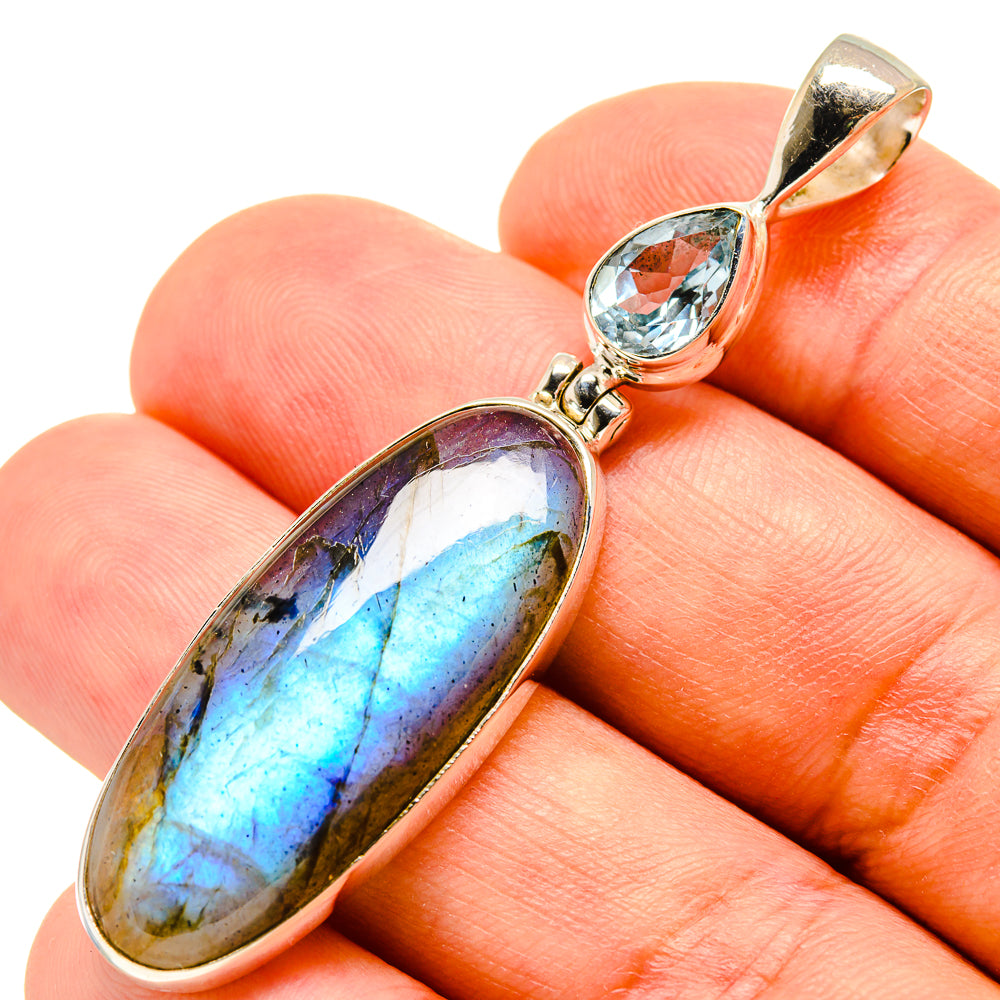 Labradorite, Blue Topaz Pendants handcrafted by Ana Silver Co - PD757718