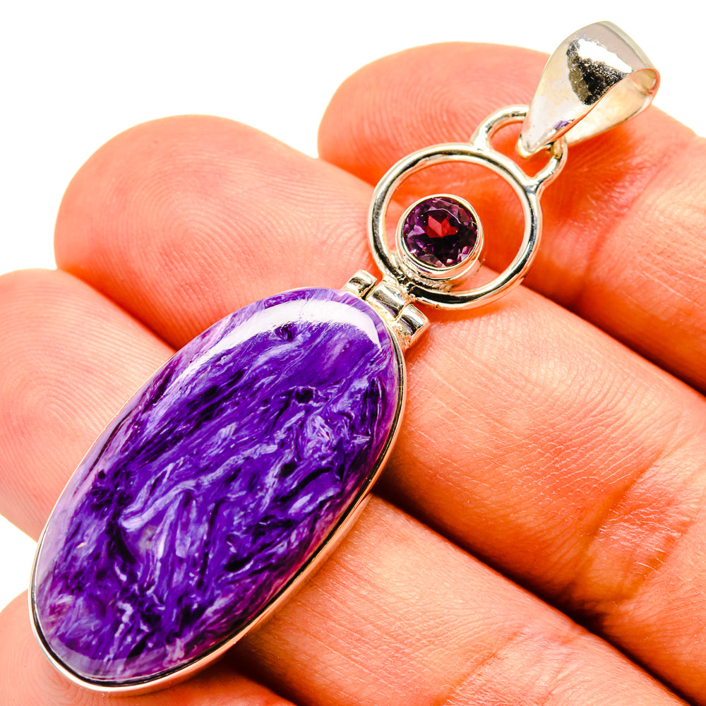 Charoite, Amethyst Pendants handcrafted by Ana Silver Co - PD757719