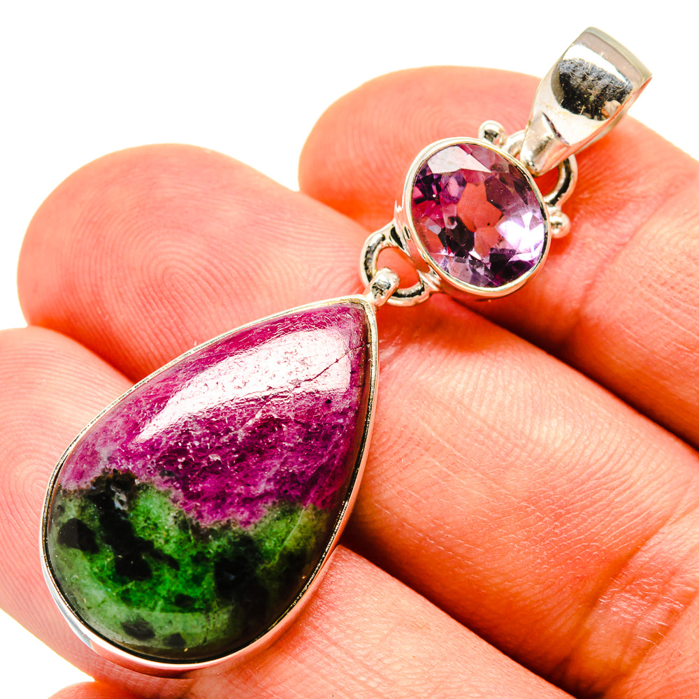 Ruby Zoisite, Amethyst Pendants handcrafted by Ana Silver Co - PD757721