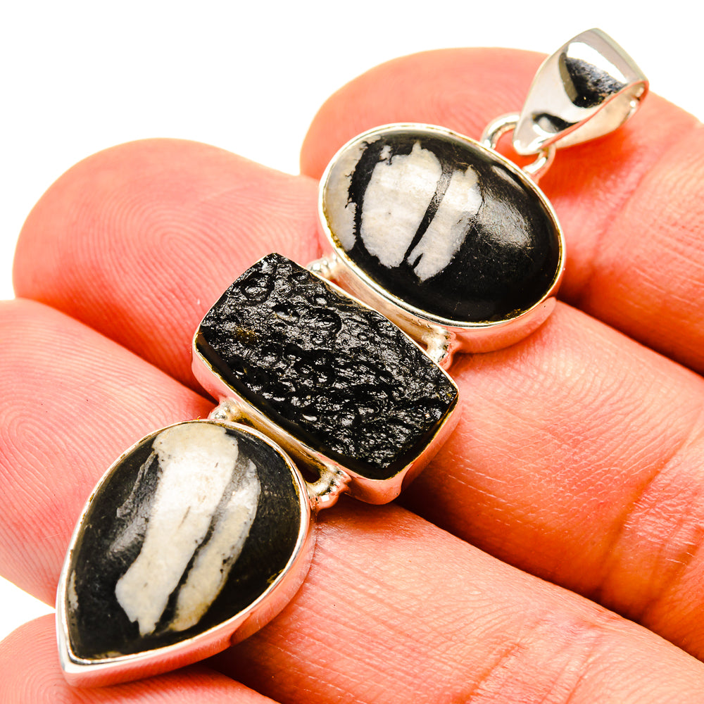 Chrysanthemum Stone, Tektite Pendants handcrafted by Ana Silver Co - PD757722