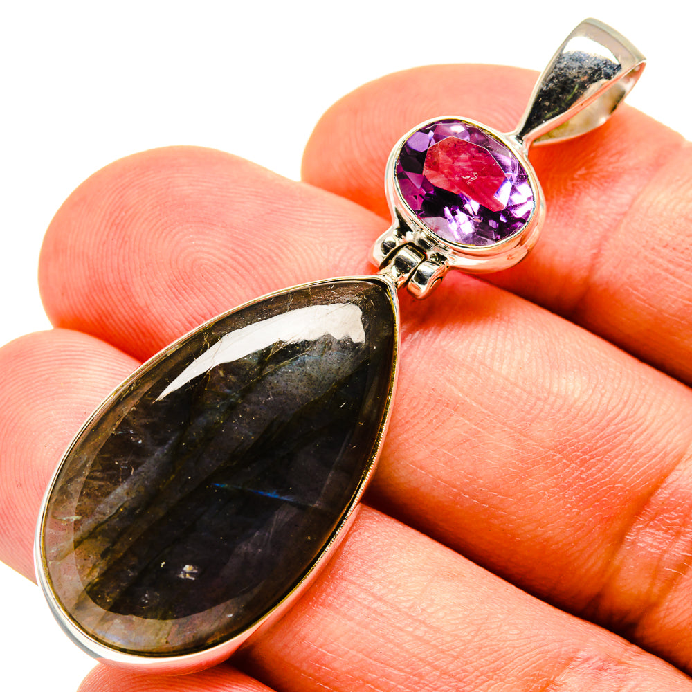 Labradorite, Amethyst Pendants handcrafted by Ana Silver Co - PD757723