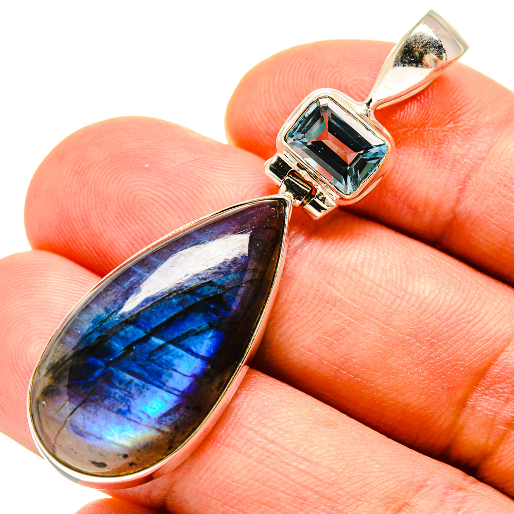 Labradorite, Blue Topaz Pendants handcrafted by Ana Silver Co - PD757724