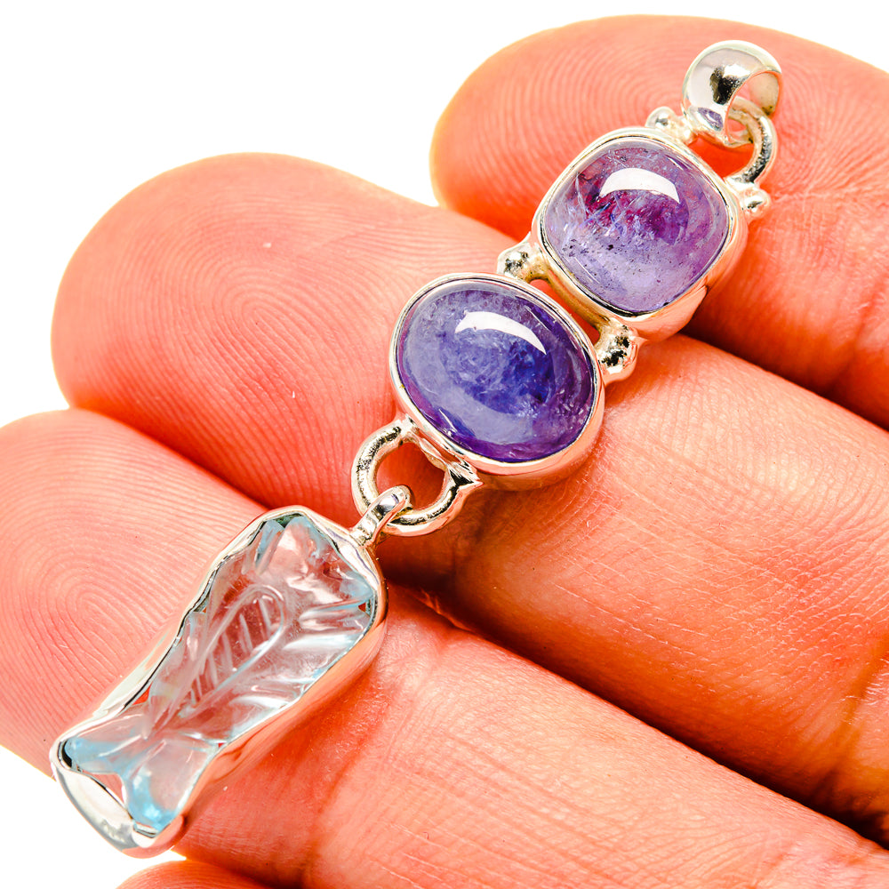 Aquamarine, Tanzanite Pendants handcrafted by Ana Silver Co - PD757725