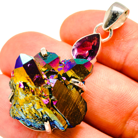 Titanium Sunshine Druzy, Amethyst Pendants handcrafted by Ana Silver Co - PD757740
