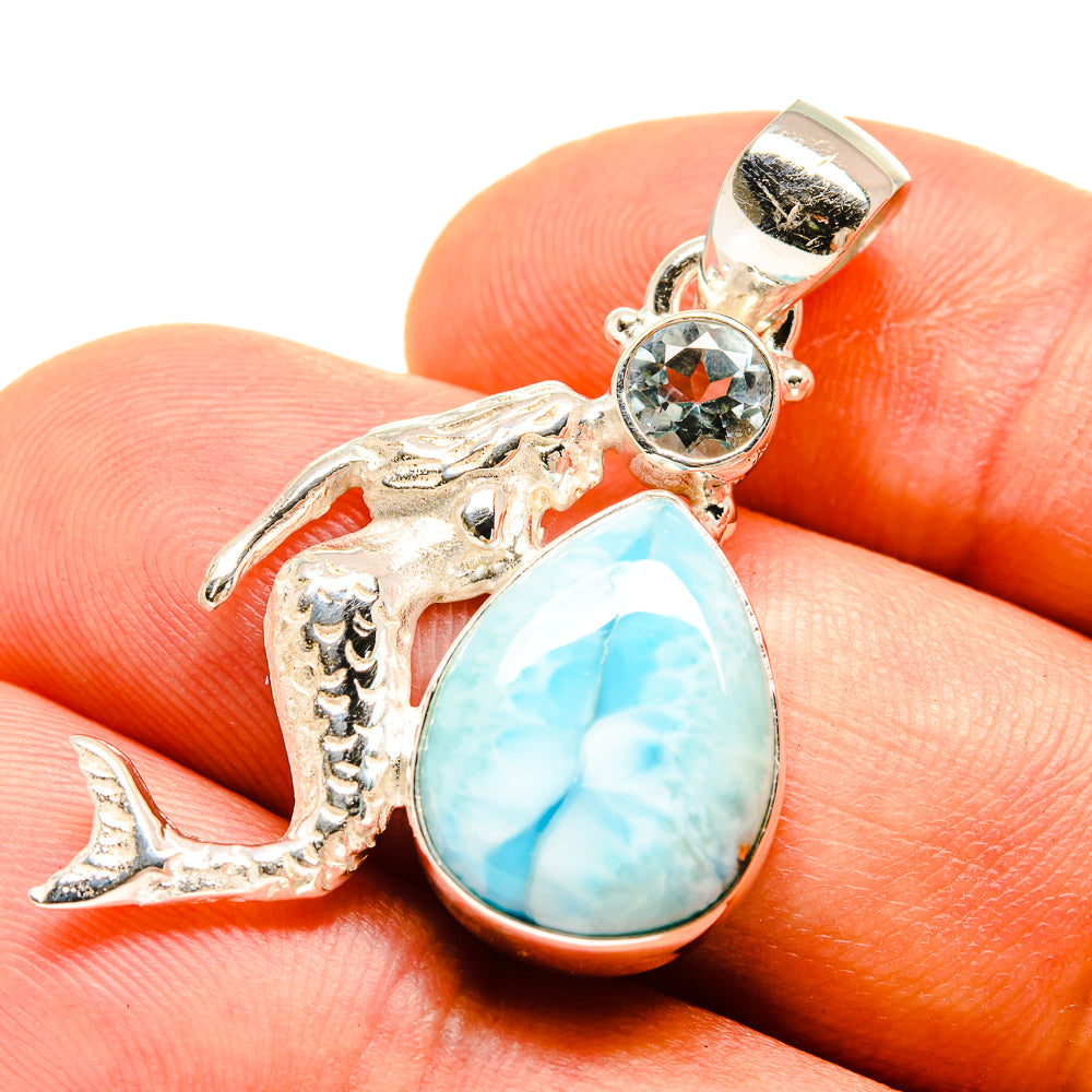 Larimar, Blue Topaz Pendants handcrafted by Ana Silver Co - PD757744