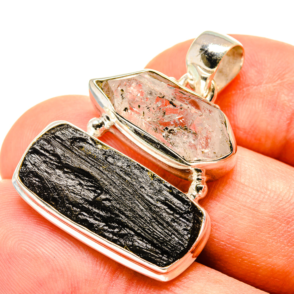 Tektite, Herkimer Diamond Pendants handcrafted by Ana Silver Co - PD757746