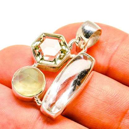 White Quartz, Green Amethyst, Prehnite Pendants handcrafted by Ana Silver Co - PD757749