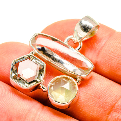 White Quartz, Green Amethyst, Prehnite Pendants handcrafted by Ana Silver Co - PD757750