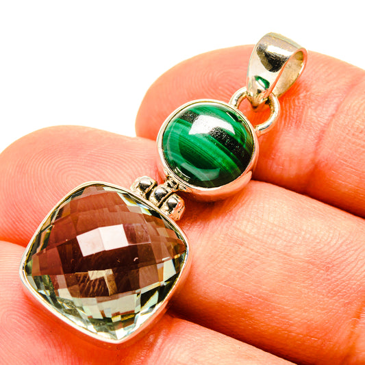 Green Amethyst, Malachite Pendants handcrafted by Ana Silver Co - PD757751