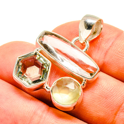 White Quartz, Green Amethyst, Prehnite Pendants handcrafted by Ana Silver Co - PD757753