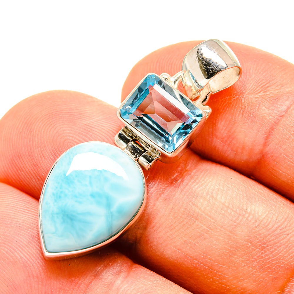 Larimar, Blue Topaz Pendants handcrafted by Ana Silver Co - PD757759