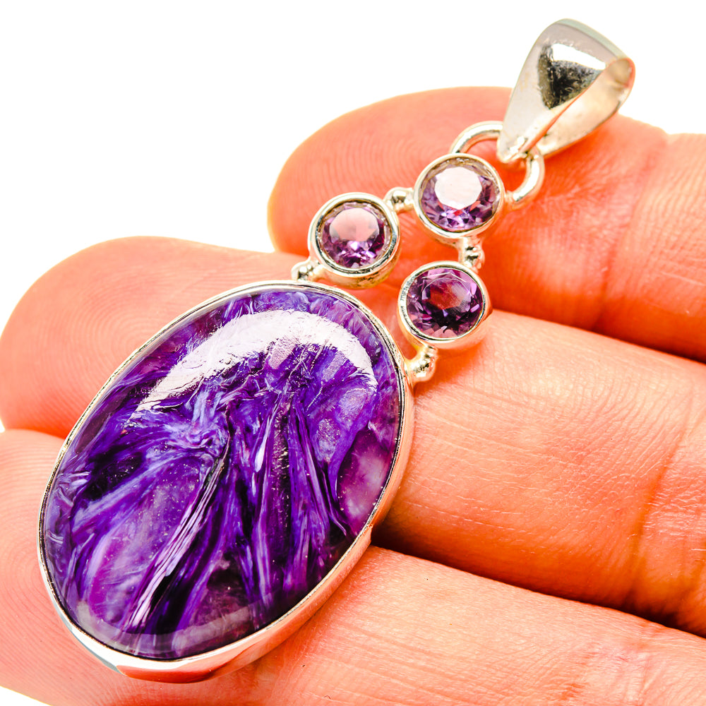 Charoite, Amethyst Pendants handcrafted by Ana Silver Co - PD757768
