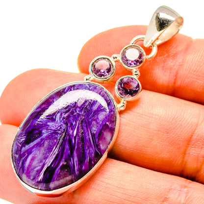 Charoite, Amethyst Pendants handcrafted by Ana Silver Co - PD757768
