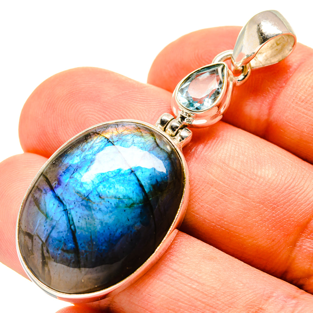 Labradorite, Blue Topaz Pendants handcrafted by Ana Silver Co - PD757769