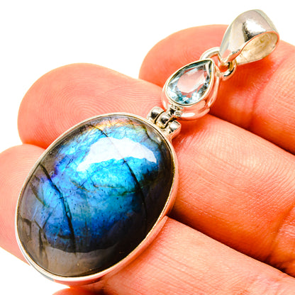 Labradorite, Blue Topaz Pendants handcrafted by Ana Silver Co - PD757769