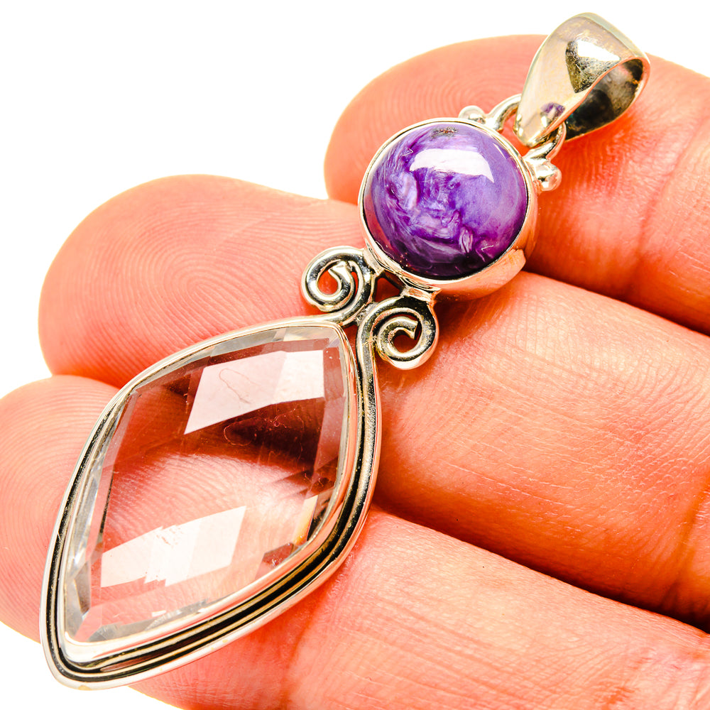 White Quartz, Charoite Pendants handcrafted by Ana Silver Co - PD757770