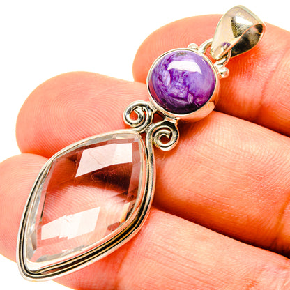 White Quartz, Charoite Pendants handcrafted by Ana Silver Co - PD757770