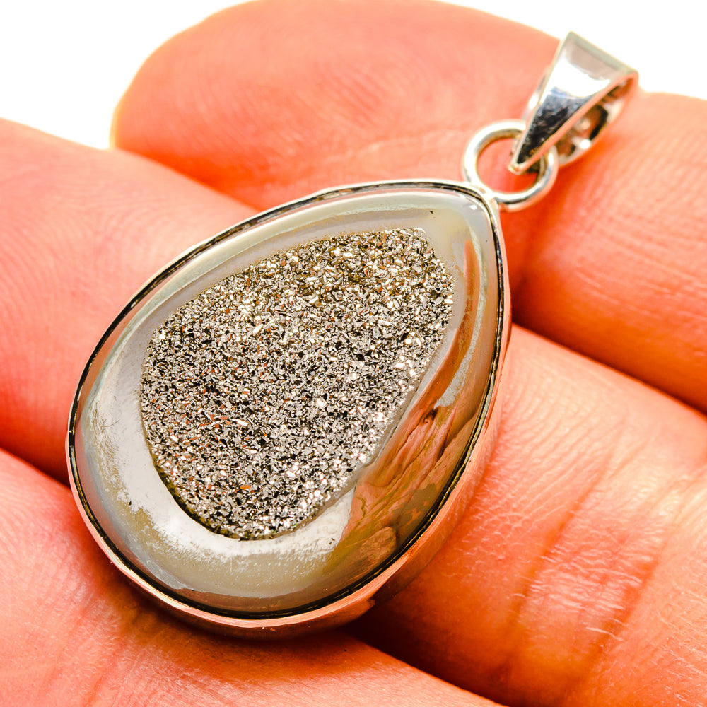 Pyrite Druzy Pendants handcrafted by Ana Silver Co - PD757773