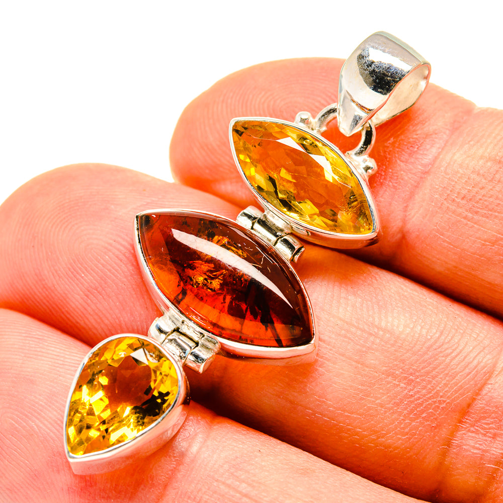 Baltic Amber, Citrine Pendants handcrafted by Ana Silver Co - PD757804