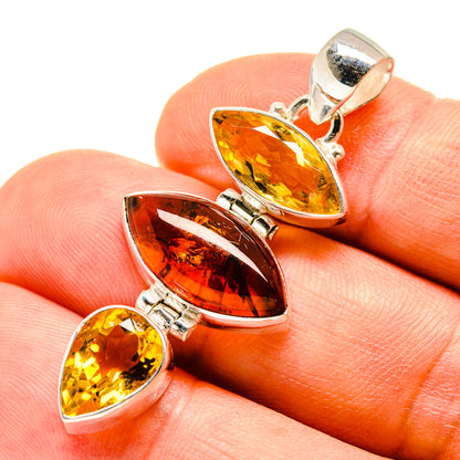 Baltic Amber, Citrine Pendants handcrafted by Ana Silver Co - PD757804