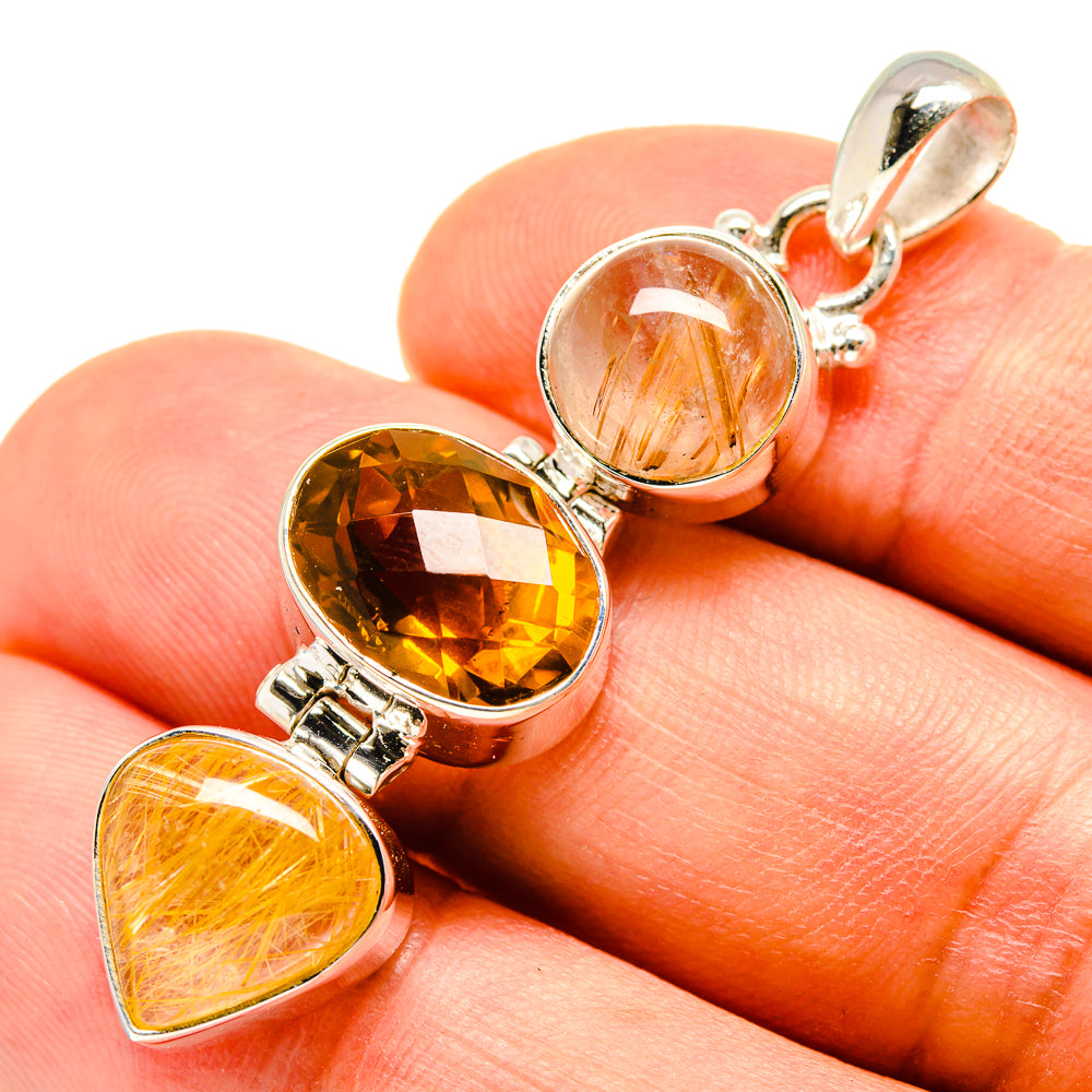 Rutilated Quartz, Mandarin Citrine Pendants handcrafted by Ana Silver Co - PD757805