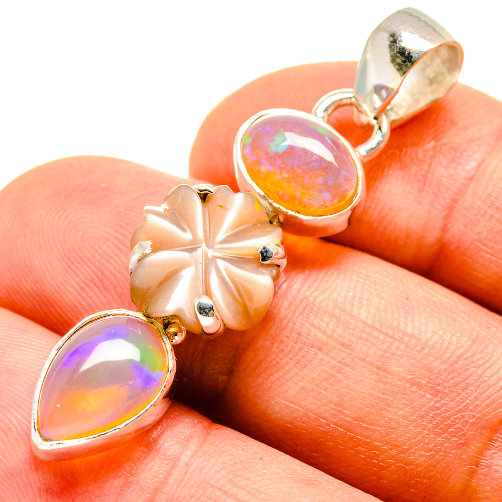 Peach Moonstone, Ethiopian Opal Pendants handcrafted by Ana Silver Co - PD757809