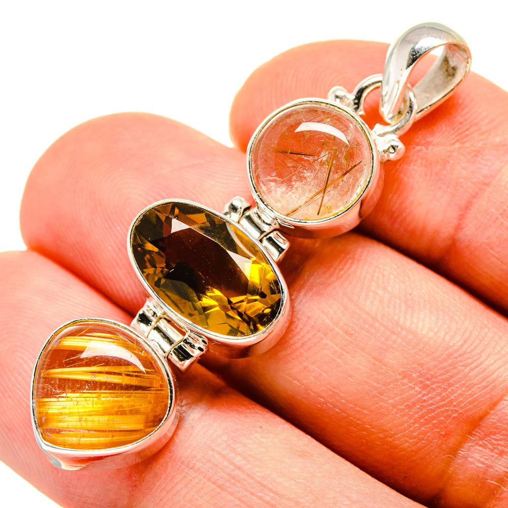Rutilated Quartz, Mandarin Citrine Pendants handcrafted by Ana Silver Co - PD757812